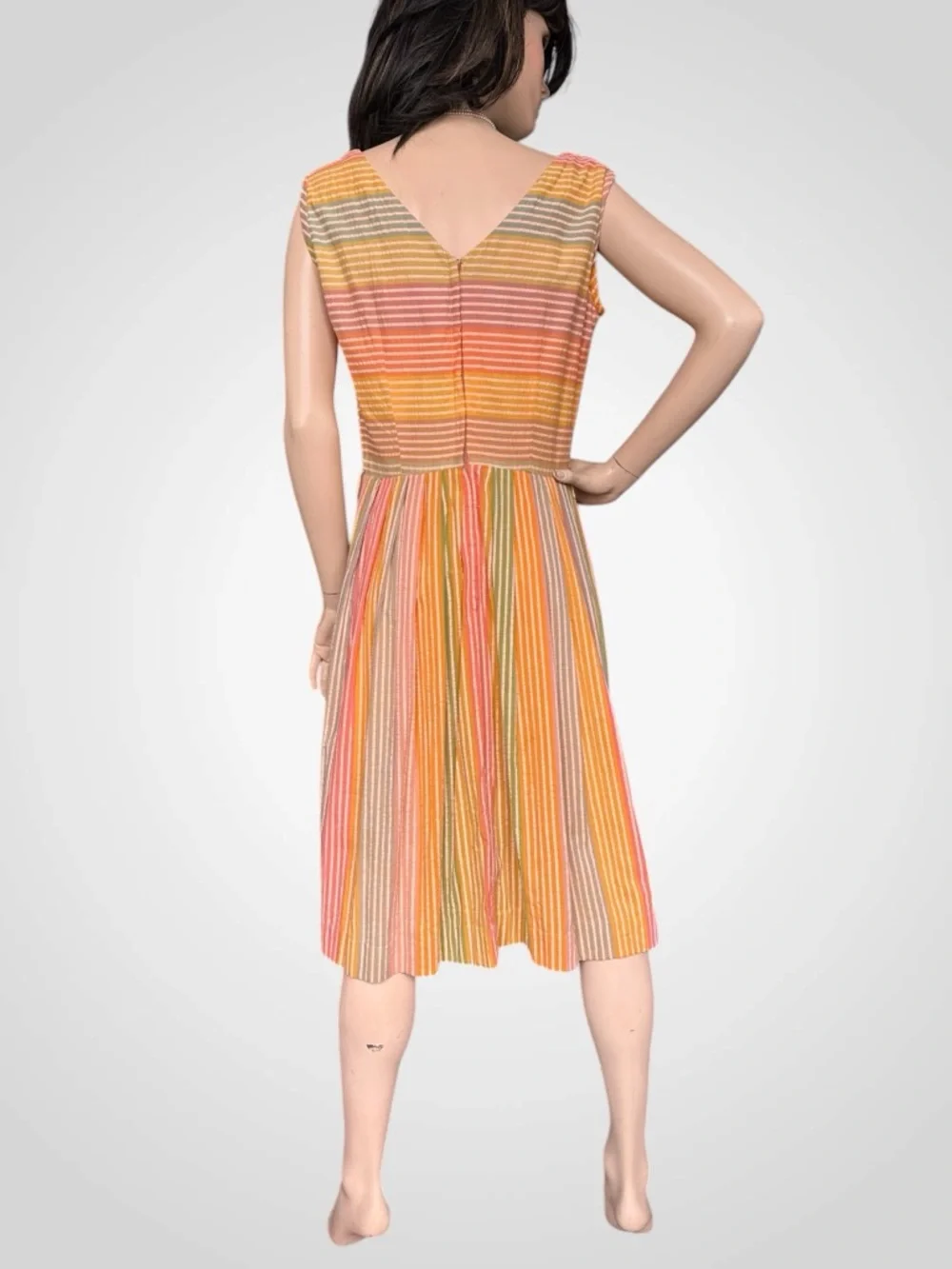 Vintage 1950s Seersucker Dress, S/M - Picture 3 of 9